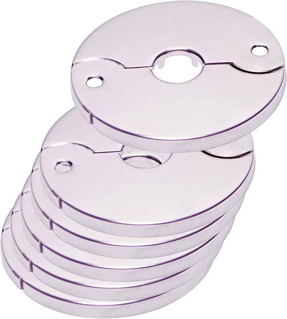 Floor and Ceiling Plate Cover Split Flange Replacement and Repair Kit, Fits 1/2 Inch IPS Galvanized Pipe or 3/4 Inch Copper Pipe, Chrome Finish (Pack of 6)