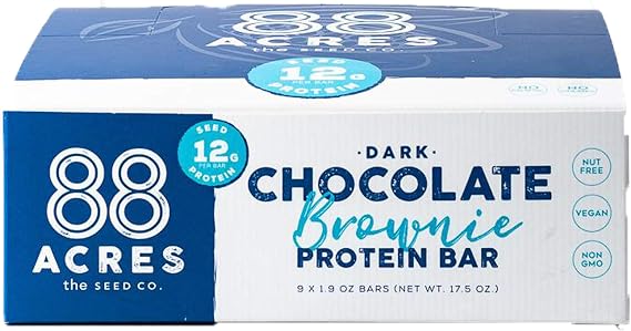 88 Acres, Dark Chocolate Brownie High Protein Bar, 1.6 Ounce, 9 Pack