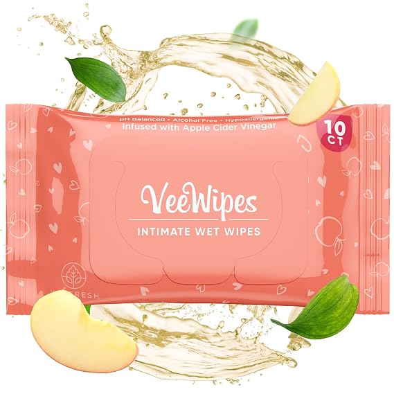 VeeFresh VeeWipes ACV (10pcs) - Apple Cider Vinegar Infused Feminine Wipes