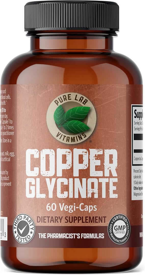 Pure Lab Vitamins Copper Glycinate 1 mg 60 Vegi-Caps