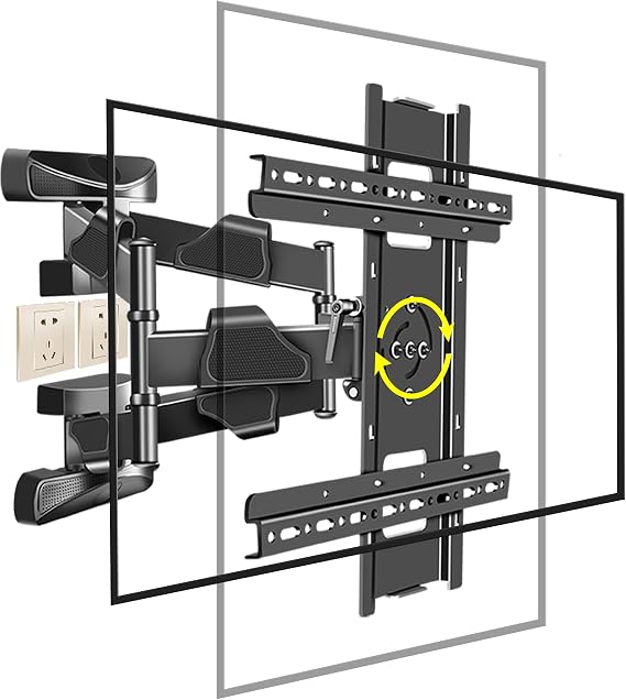 Vertical and Horizontal Rotating TV Wall Mount for 32-65 inch, Landscape to Portrait Corner TV Bracket Hold up to 32.5kg Swivel Tilt Extension Leveling, Max VESA 400x400mm, Black, DY429XZ
