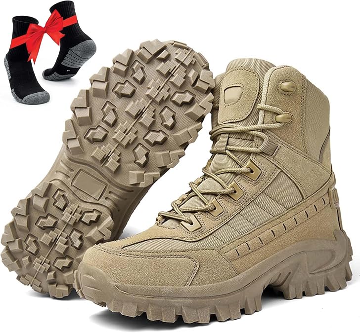 Mens Orthopedic Support Anti-Puncture Work Boots Waterproof Anti-Sprain Hiking Boots, Tactical Boots with Arch Support
