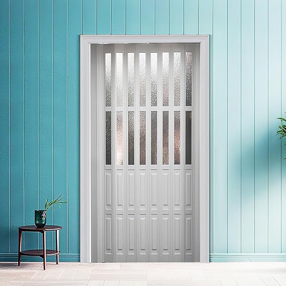 Folding Door Sliding Concertina Door Clear PVC Plastic Internal Doors Panel Divider 12mm Thick Panel 146×178cm