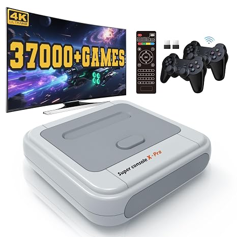 Kinhank Retro Game Console 256GB, Super Console X PRO Built-in 37,000+ Games, Video Game Console for 4K TV HD/AV Output, Wireless 2.4G Controllers