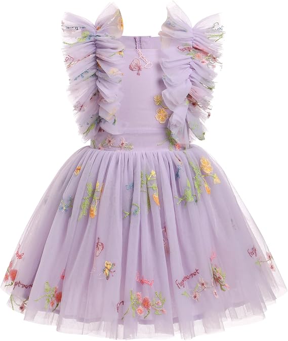 Kids Girls Confetti Birthday Princess Dress Ruffle Sleeve Boho Cake Smash Photo Shoot Outfit 3-10T