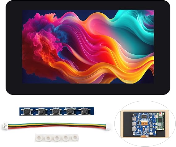 waveshare 7 Touch Display Kit Compatible with Raspberry Pi Zero, with IPS Display Expansion Board, 1024600, 5-Point Capacitive Touch