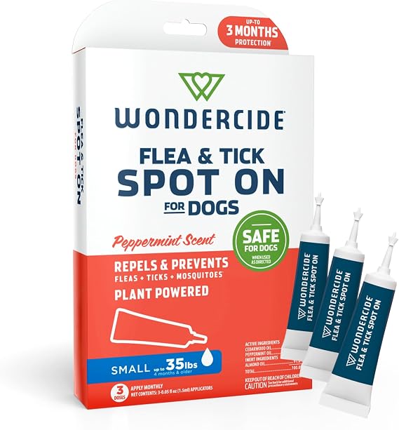 Wondercide - Flea Tick & Mosquito Dog Spot On - Small 3 Tubes of 0.05 oz