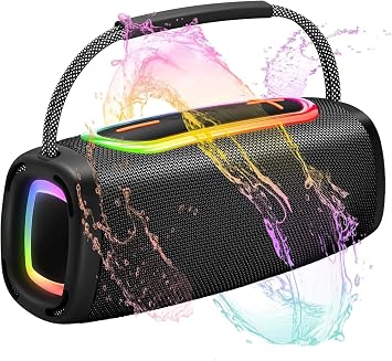 Bluetooth Speaker 60W, 36H Playtime 6000mAh BT5.4 Portable Wireless Speaker with Loud Stereo Sound, IP6 Waterproof, Portable Speaker with RGB Multi-Color Rhythm Lights for Outdoor/Home/Party as Gift