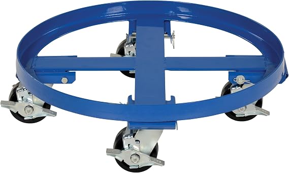 Vestil DRUM-HD Steel Heavy Duty Mobile Drum Dolly 24-1/2 In. x 24-1/2 In. x 8 In. 2000 Lb. Capacity Blue
