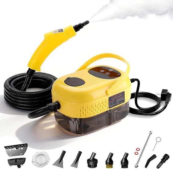 Steam Cleaner, High Pressure 15s Fast Heat, 6-Level Adjustable Handle, Multipurpose Portable Floor Steamer Grout with 7 Accessories, High Temperature, Chemical-Free Cleaning for Home, Kitchen-2500W