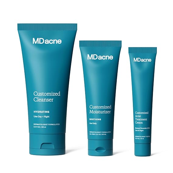 MDacne 3-Step Acne Treatment Kit with Benzoyl Peroxide & Salicylic Acid