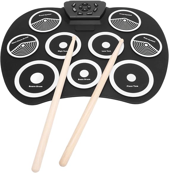 Electronic Drum Set Portable 9 Pads Roll Up Drum Pad Electric Roll Up Drum Practice Pad with Headphone Jack Built-in Speaker Sticks