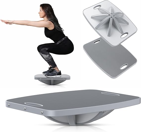Professional Wooden Balance Board, 360 Degree Portable Wobble Board with Comfortable Surface, Standing Desk Rocker Board for Physical Therapy, Core Strength Stability Training