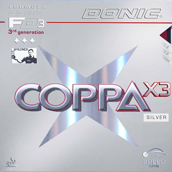 DONIC Coppa X3 Silver Table Tennis Rubber  2.0 Mm Red