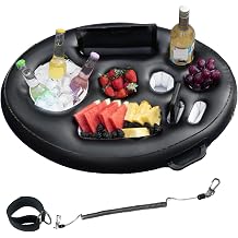 Inflatable Pool Cup Holder, Floating Pool Bar 9 Holes with Pull Rope, 2 in 1 Large Pool Tray 75 x 50 Portable Floating Cup Holder for Adults Apero Pool Tray