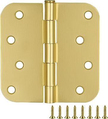 Design House Door Hinges for Interior Doors 3-Pack 4-inch x 4-inch, Design House 58-inch Radius Steel Door Hinge Door Hardware, Satin Brass, 181578
