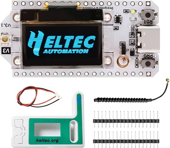 1 Set LoRa Development Board with Case, LoRa V3 Meshtastic WiFi, LoRa V3 WiFi Bluetooth Dual Core 240MHz CP2102 Chip with 0.96" OLED Display and 863-928MHz Antenna for Arduino