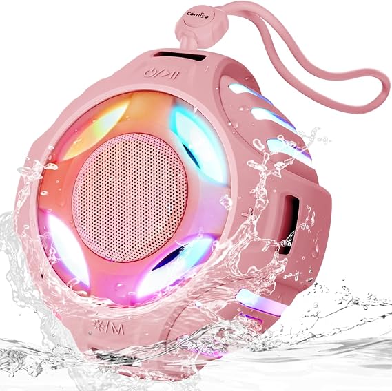 Shower Bluetooth Speaker, IP67 Waterproof Speaker with LED Light, Portable Bluetooth Speaker, Floating, 2000mAh, True Wireless Stereo and Bass, Built-in Microphone, Perfect Gift for Travel, Beach,