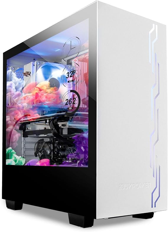 iBUYPOWER Snowblind S 19" Translucent Customizable Side-Panel LCD Display 1280 x 1024 Resolution Mid-Tower Desktop Computer Gaming Case 3 x 120 Millimeter Fans SECC Steel, White