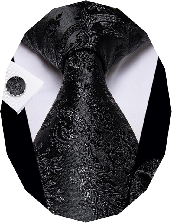 YourTies Paisley Ties for Men Floral Necktie Pocket Square Cufflinks Set