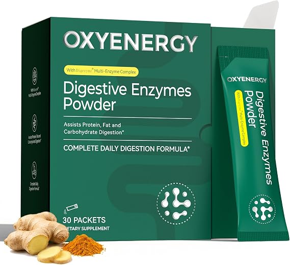 OxyEnergy Digestive Enzymes Powder with DigeZyme Multi-Enzyme Complex