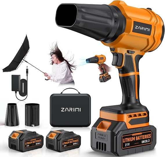 YUQUESEN Cordless Leaf Blower, 980,000 RPM Handheld Leaf Blower with 2 X Batteries & Charger, Lightweight Leaf Blowers for Patio Cleaning, Lawn Care, Leaves, Dust - Orange