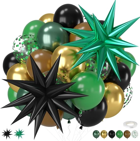 Brown and Green Balloons for Safari Camping Birthday Decorations