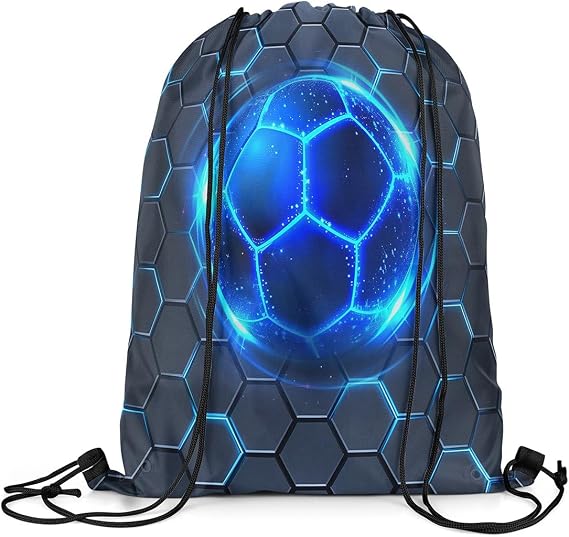 jejeloiu Football Drawstring Backpack 13"x15.7" Rugby Sports Gym String Bag Soccer Ball Game Sports Drawstring Sackpack Gift for Football Lover Waterproof Cinch Bag Beehive Print