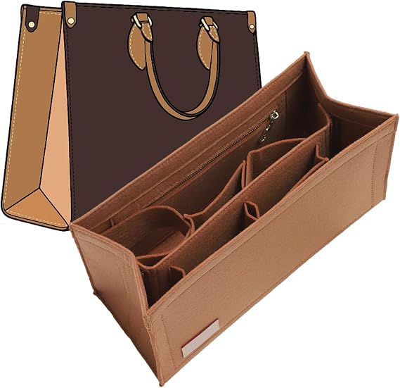 Doxo フェルト財布オーガナイザーインサート LV On The Go MMハンドバッグ用 キャメル