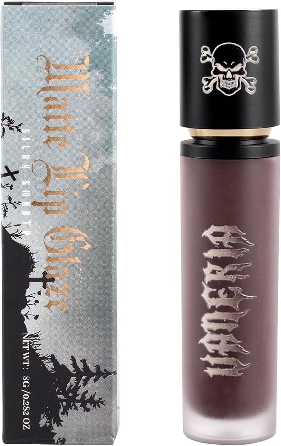 VANERIA Goth Lip Stain, Long-Lasting, High-Impact Matte Liquid Lipstick, Moisturizes Lips, Smudge-Proof (Punk Black)