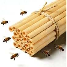 Natural Bamboo Mason Bee Tubes, 7.87-Inch 20pc Bees House Refills, Beekeeper Replacement Mason Bees Reeds for Bee Hotels, Pollinator Boxes