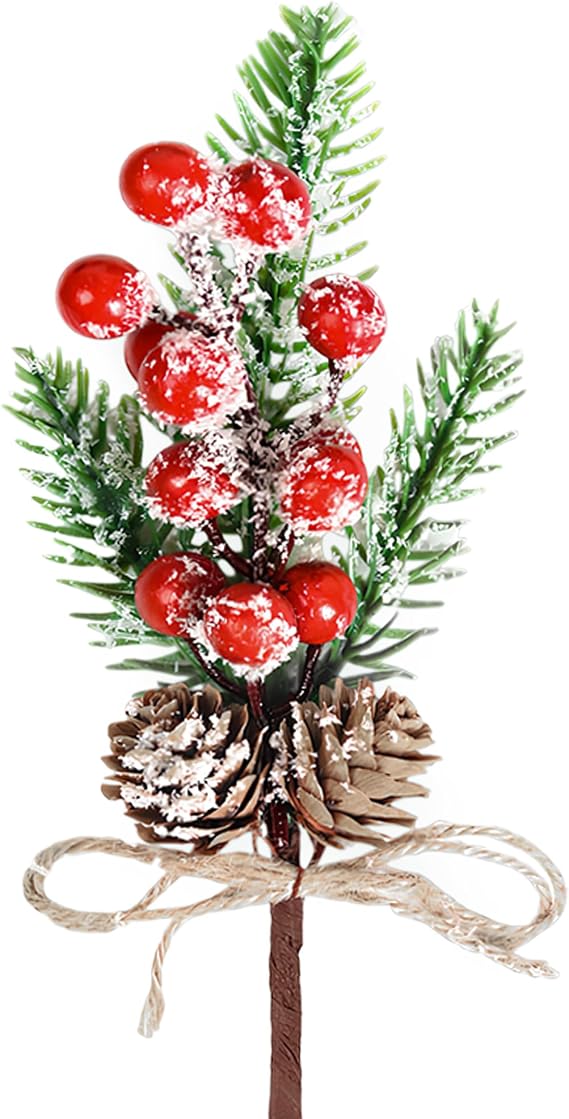 12 pcs Red Berries Christmas Decorations,11.8 inch Artificial Holly Stem and Red Berry,Greenery Tree Picks for Décor DIY Xmas Garland Wreath Ornament