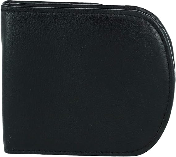 CTM Men's Leather Front Pocket C-Fold Taxi Wallet, Black