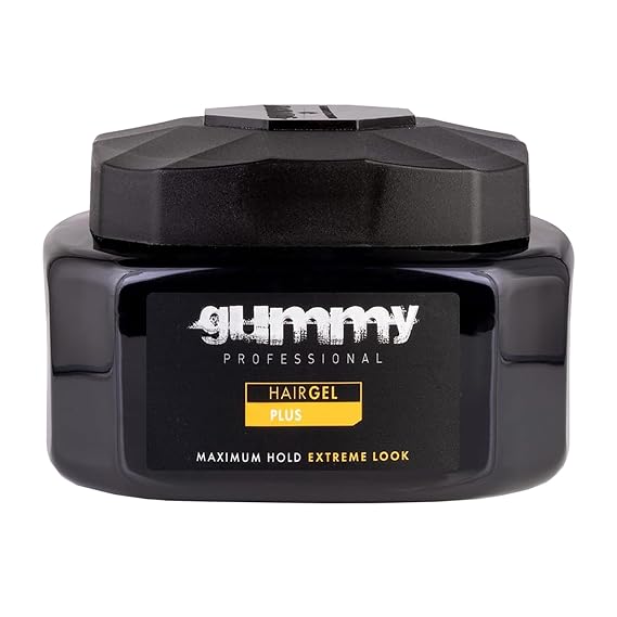 Gummy Professional Plus Hair Gel for Men and Women Strong Hold Styling Gel for Slick Back Looks, Curls, Braids, Twists, and Edge Control Clear Gel for Shine, Neat Styles, and Conditioning 500ml