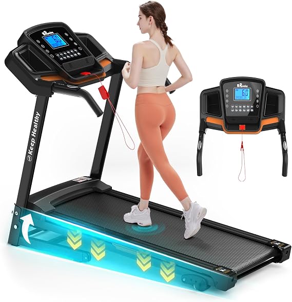 FYC 3.5HP Folding Treadmill for Home with Incline (0.5-10 MPH), 330 lb Weight Capacity Bluetooth, App Connectivity Ideal for Walking, Jogging & Running Under Desk Treadmill(Orange)