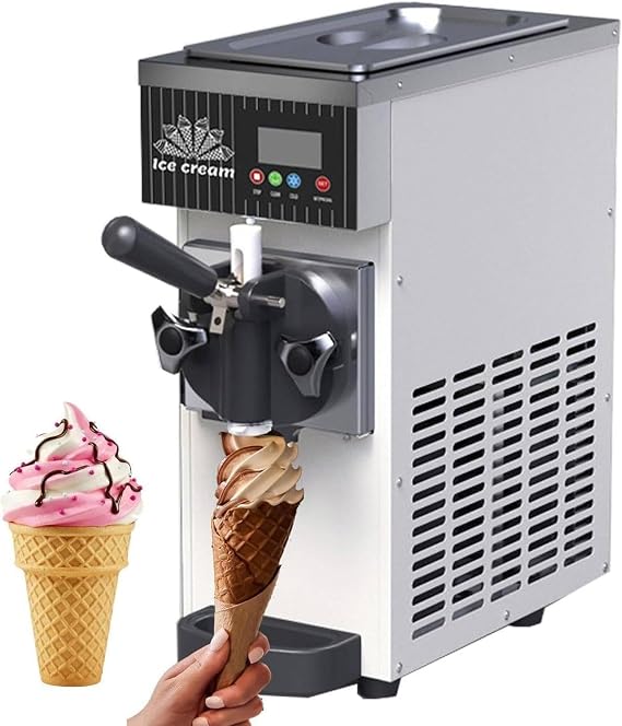 Soft Serve Machine Commercial - 1-Flavor Countertop Soft Serve Maker, 450/750W, 2.5L/3.5L, With Pre-Cooling, Auto Clean, LCD Touch Panel For Ice Cream Shops(White,750W)