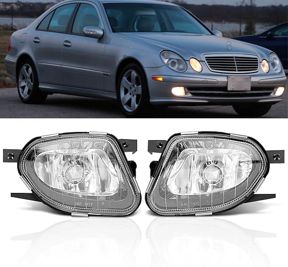 Fog Lights for Mercedes Benz E280 E300 E320 E350 E500 E550 E55 AMG All Configurations, W211 / S211, 2006-2009, Fog Lamps Replacement, 1 Pair, Clear Lens
