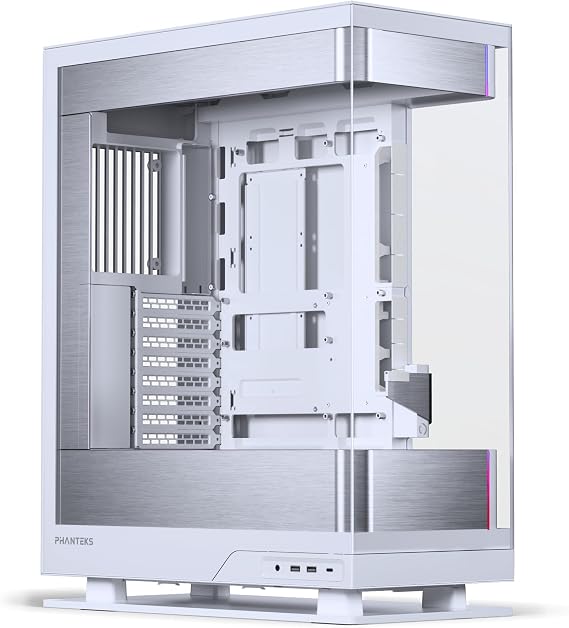 Phanteks Evolv X2 Mid-Tower Gaming Chassis Vertical Cooling System Clear Tempered Glass Frame Brushed Aluminium Interior Panel with Integrated D-RGB Lighting, Silver White