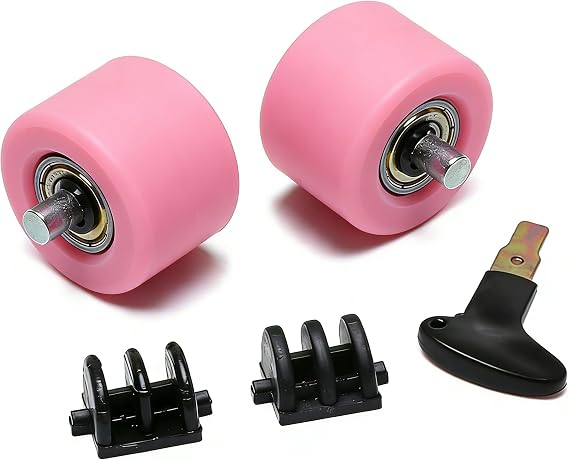Kids Roller Skate Replacement Wheels with ABEC-5 Bearings - Double Wheel Set for 2-in-1 Skate Shoes, Includes 2 Wheels + 2 Cover Plates + Tool, Indoor/Outdoor