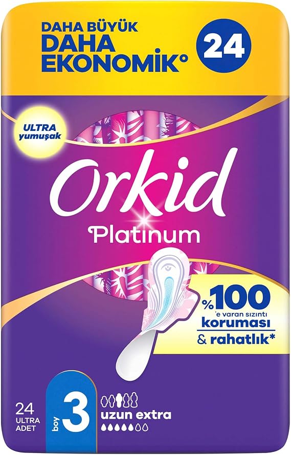 Orkid Platinum Hijyenik Ped Uzun Extra (Boy 3) 24 Adet Ped