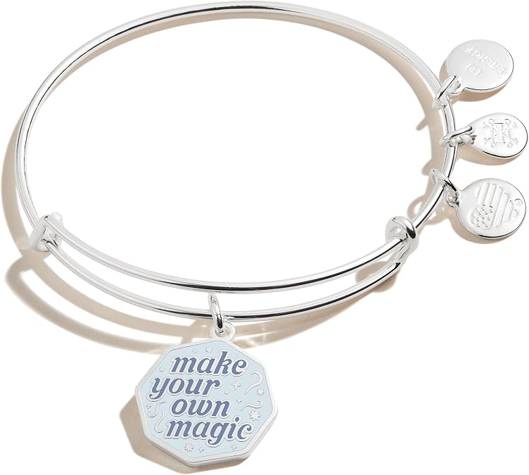 Alex and Ani Connections Expandable Bangle for Women, Make Your Own Magic Charm, Shiny Finish, 2 to 3.5 in