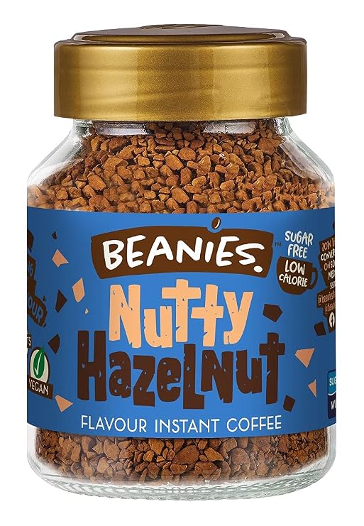 Beanies Flavour Instant Coffee -Nutty Hazelnut Instant Flavored Coffee, 50g Jar