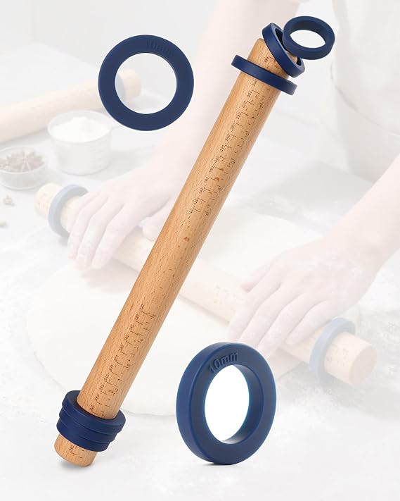 Adjustable Rolling Pin with Thickness Rings