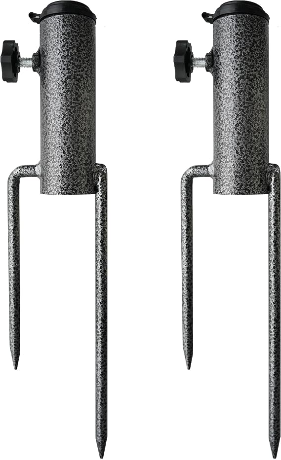 AMMSUN Adjustable Portable Umbrella Base, Upgraded Heavy Duty Metal Holder-Stand-Sand Grass Auger,for Flag, Umbrella, Fishing Rod, Outdoor Park Patio Beach Ground Ideal for Use in Soil, Grass