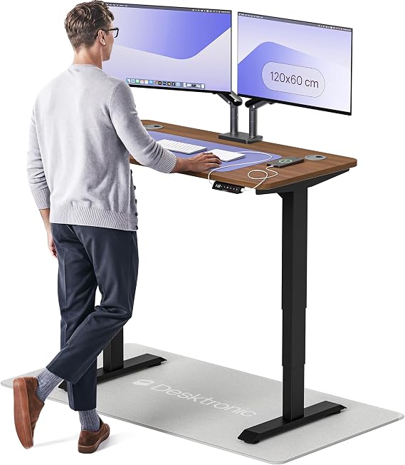 Desktronic HomePro Standing Desk – 120 x 60 cm Height Adjustable Desk with Electric Dual Motor, Touchscreen Controller & Integrated USB/USB-C, 3 Memory Presets