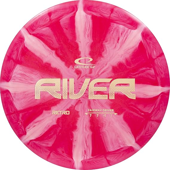 Latitude 64 Retro Burst River | Disc Golf Fairway Driver | Easy-to-Throw Disc Golf Driver for Beginners | Straight Flying | 170g+ Frisbee Disc | Unique Burst Patterns | Red