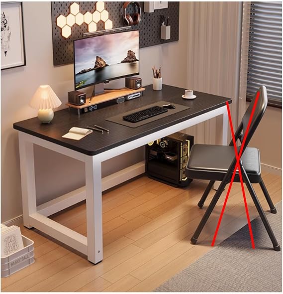 Work desk for home office Home desks Escritorios de oficina Office table Study table desk workstation without stool with large leg room for home office study room bedroom(White+Black,80*40cm)