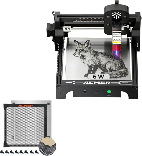 ACMER Laser Engraver S1 6W and E300 Honeycomb Laser Bed