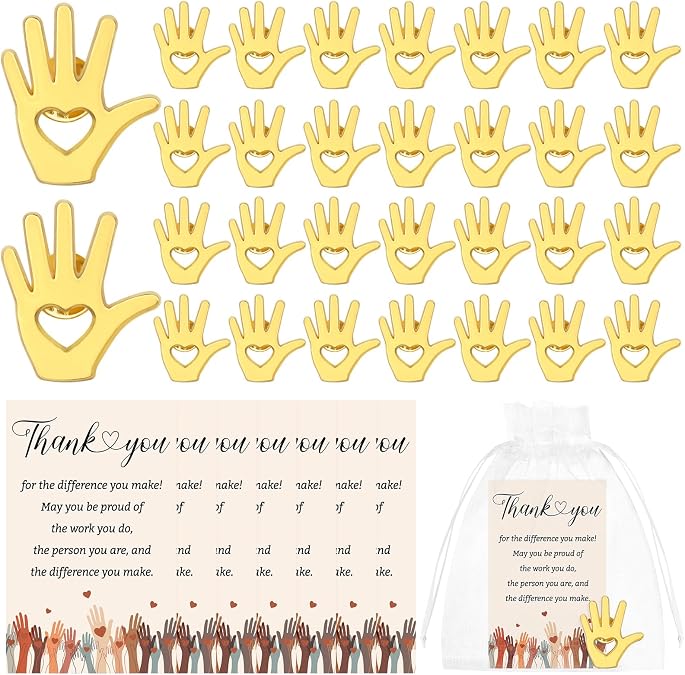 30 Set Volunteer Appreciation Gifts Bulk 30 Awards Gold Hands Lapel Pin
