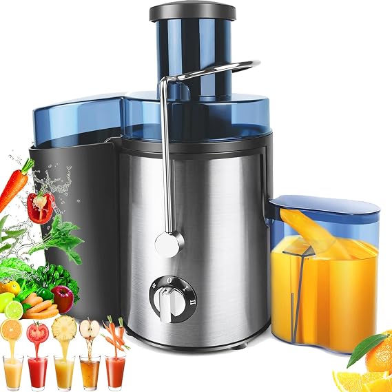 Juicer, Juicer Machines, Centrifugal Juicer, Compact Juicer, Juice Maker Machines with 3 Speed Control, 500ML Capacity, Two Speed Settings, Drip Stop, Easy Clean, Liberate Your Hands, Silver